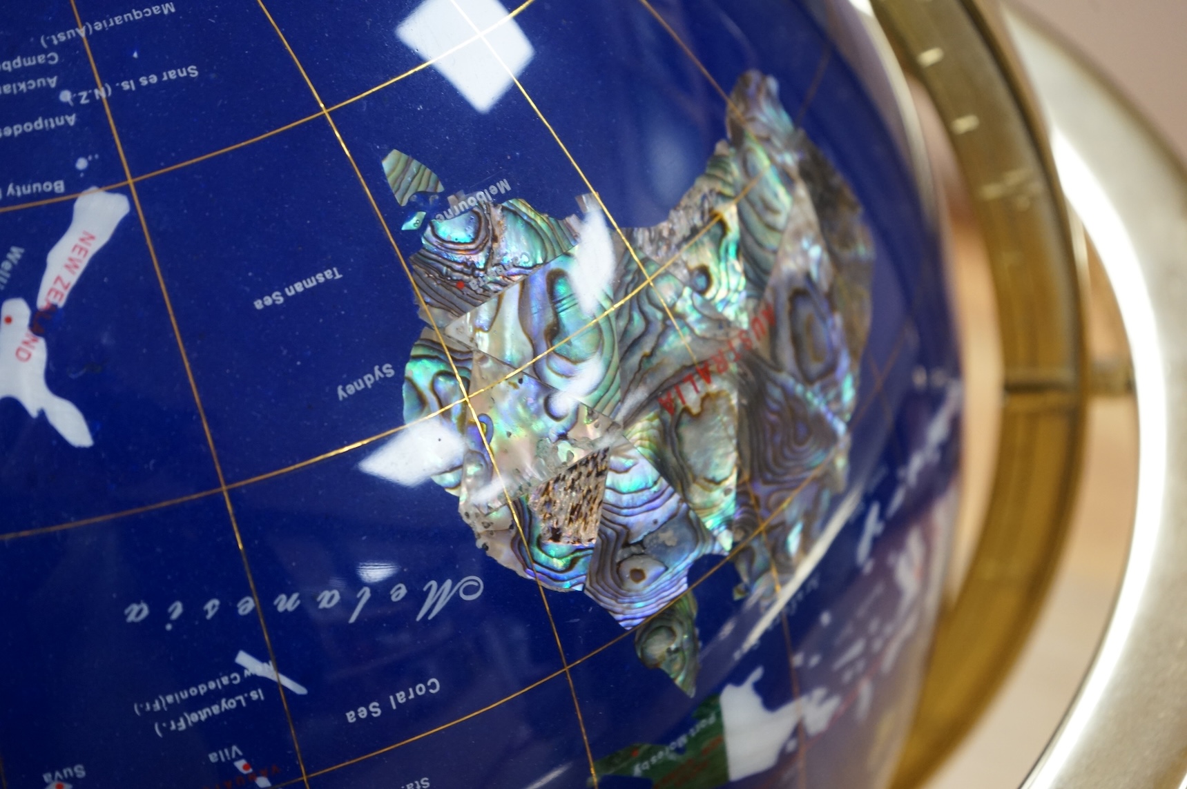 A modern hardstone veneered terrestrial globe